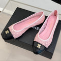 Chanel 25 Ballet Flat Pink Black Woven Lambskin 473054