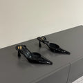 AIMÃ‰E SLINGBACK PUMPS IN BLACK GLOSSY LAMBSKIN