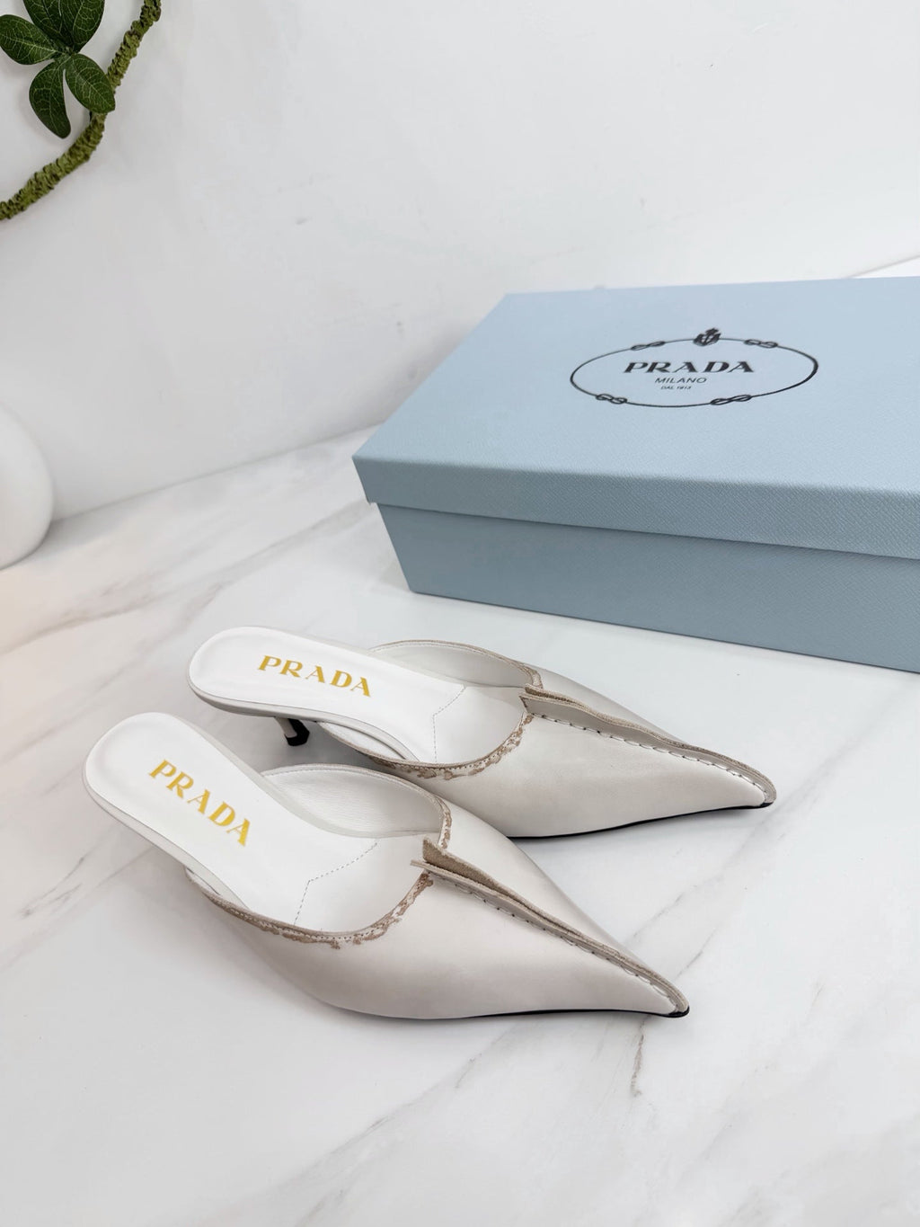 PRA 26SS High Heel Mule 55 Ivory Beige Cowhide 592409