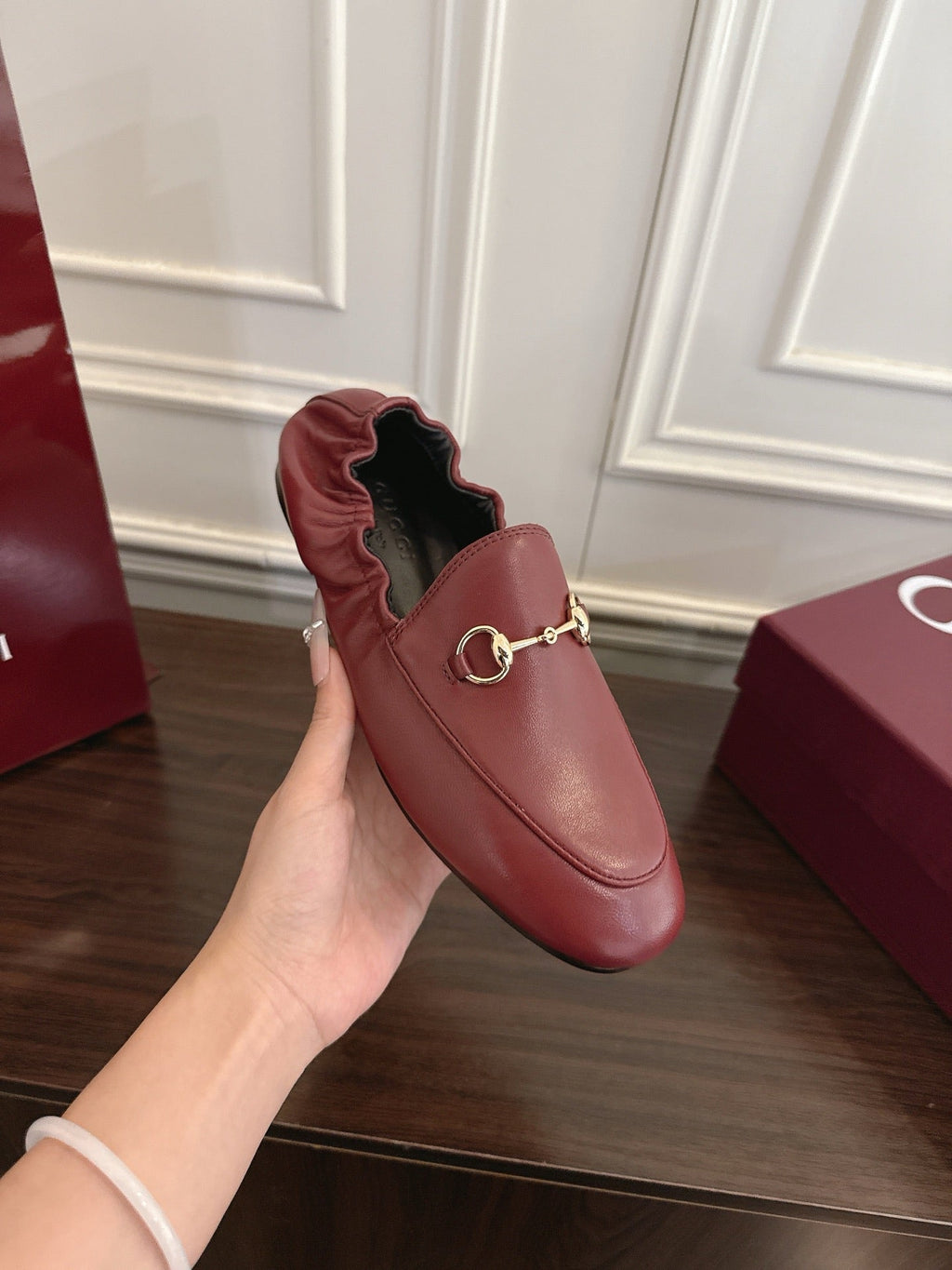 GG 26SS Loafers Burgundy Calfskin 645952