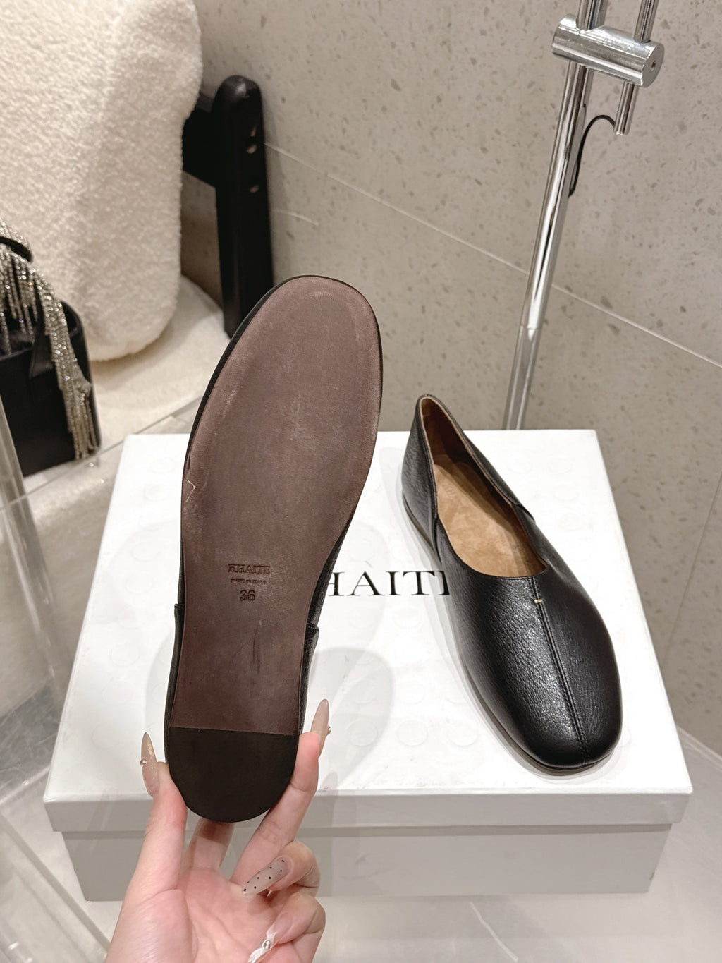 CELINE 26S FLAT SHOES IN BLACK LAMBSKIN