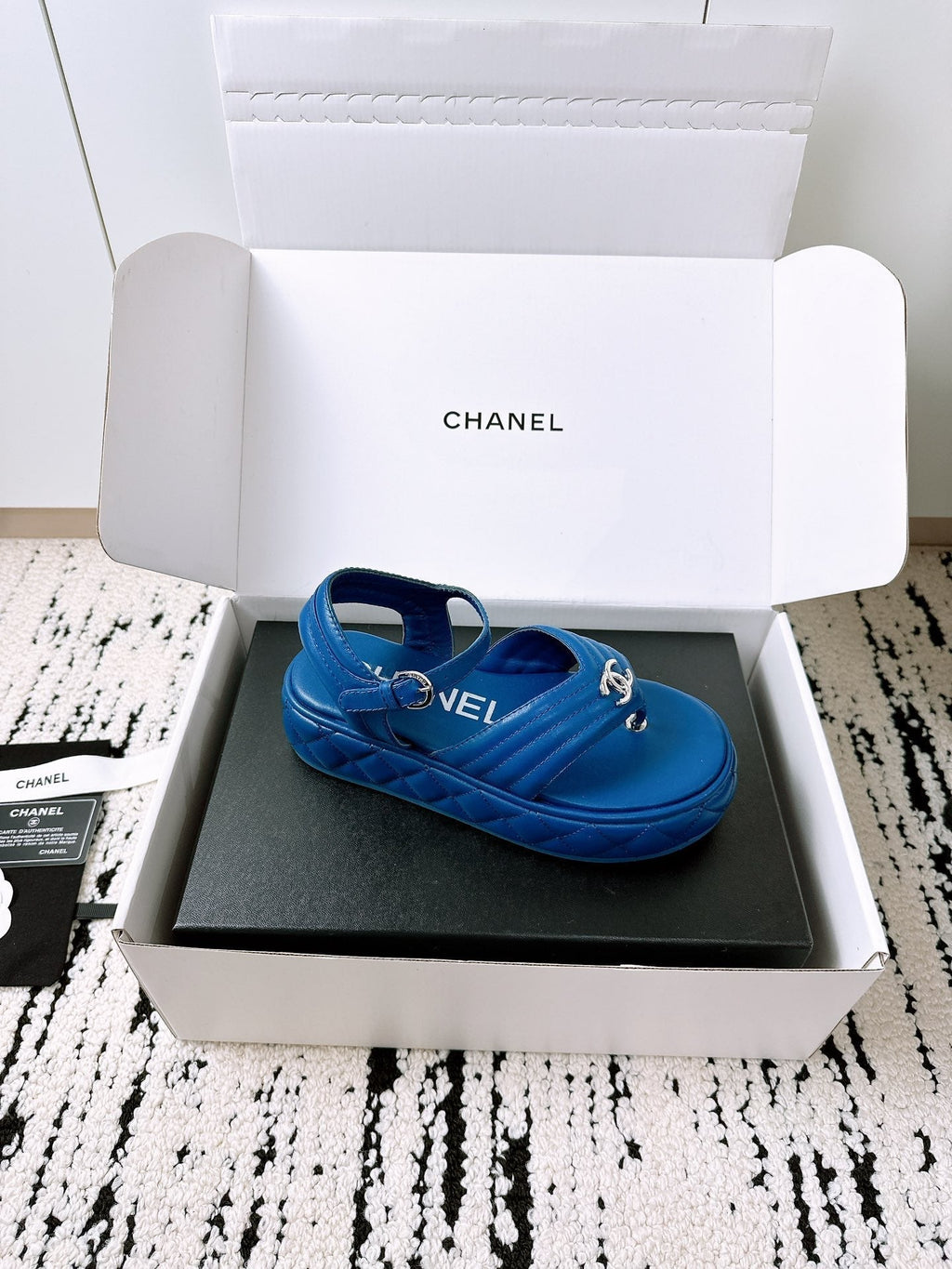 CC Sandals In Blue Lambskin 144532