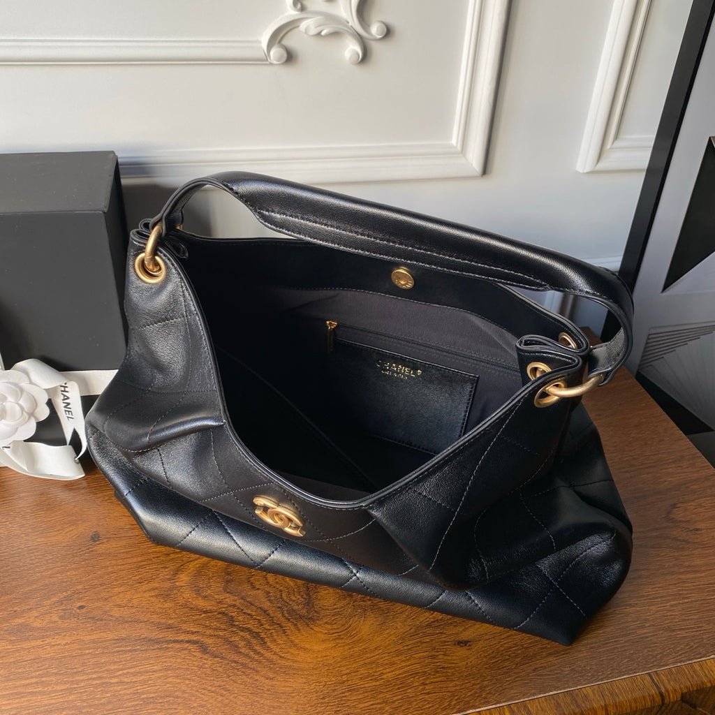 Chanel 2025 Hobo Bag 35cm Black Calfskin 318242