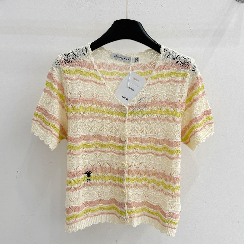 Dior 2026 Hollow-out Striped Knit Cardigan Wool 341209