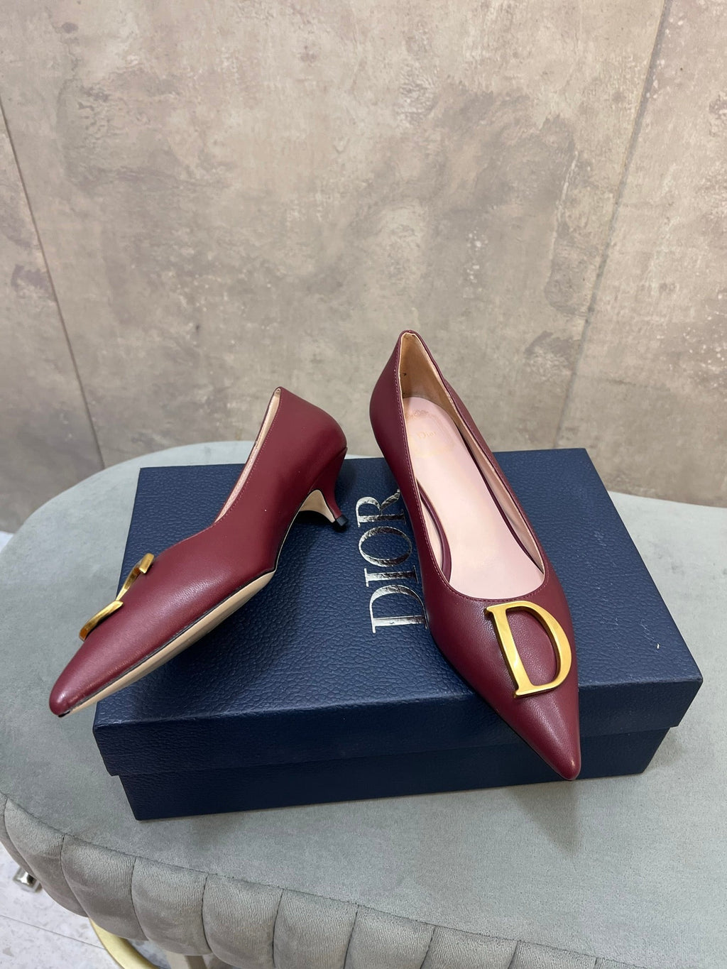 CD 26 High-Heeled 40 Pumps Burgundy Cowhide 594578