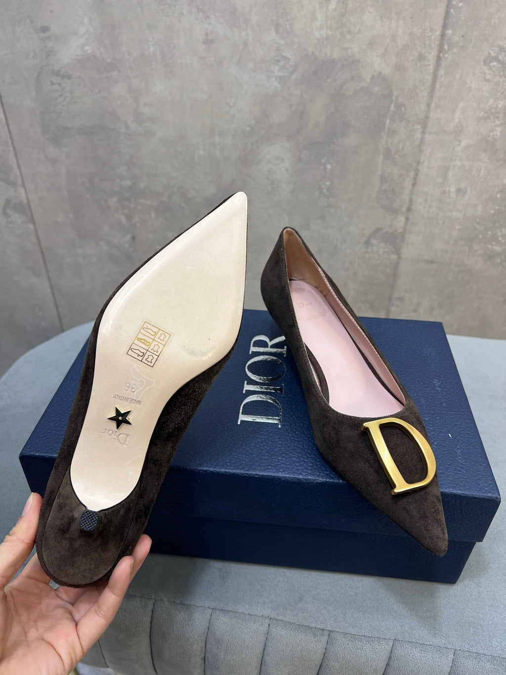 CD 26 High-Heeled 40 Pumps Dark Brown Suede 594582