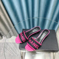 MULE SANDAL 45 BLACK PINK FABRIC EMBROIDERY