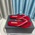 CC Thong Red Velvet Pearl