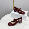 DIOR 26S MARY JANE HIGH HEELS 40MM IN WINE RED PATENT CALFSKIN GOLD HARDWARE