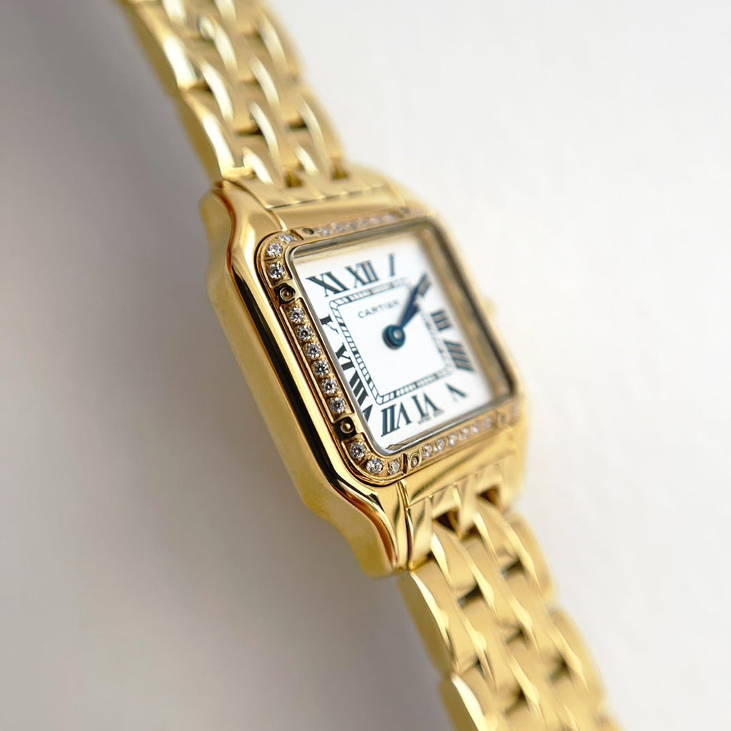 Panthere 22mm Gold Diamond Bezel Double Chain 44cm