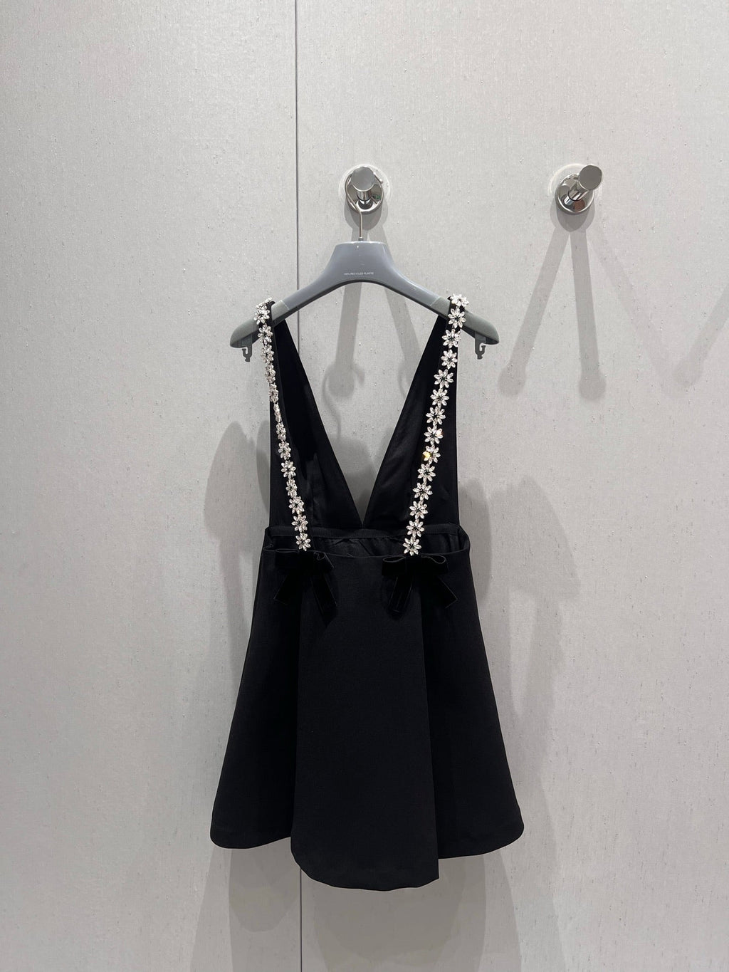 Prada 25 Deep V Diamond Flower Suspender Dress Black Acetate Viscose 214029