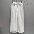 CD 25 Waistband Denim Pants White Cotton 217806