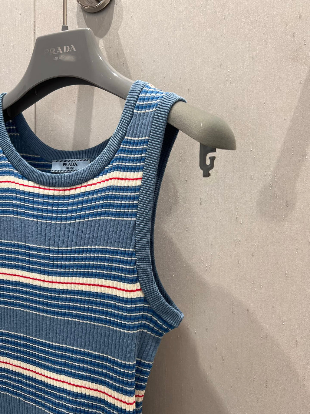 Prada 25 Sleeveless Knitted Vest Blue Cotton Poliamide 217852
