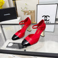 CC 26s Sandals 80 Red Black Cowhide Patent Leather 183565