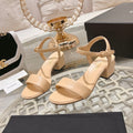 CC 25C 5CM Mid Heed Sandals Cream Italian Leather 213317