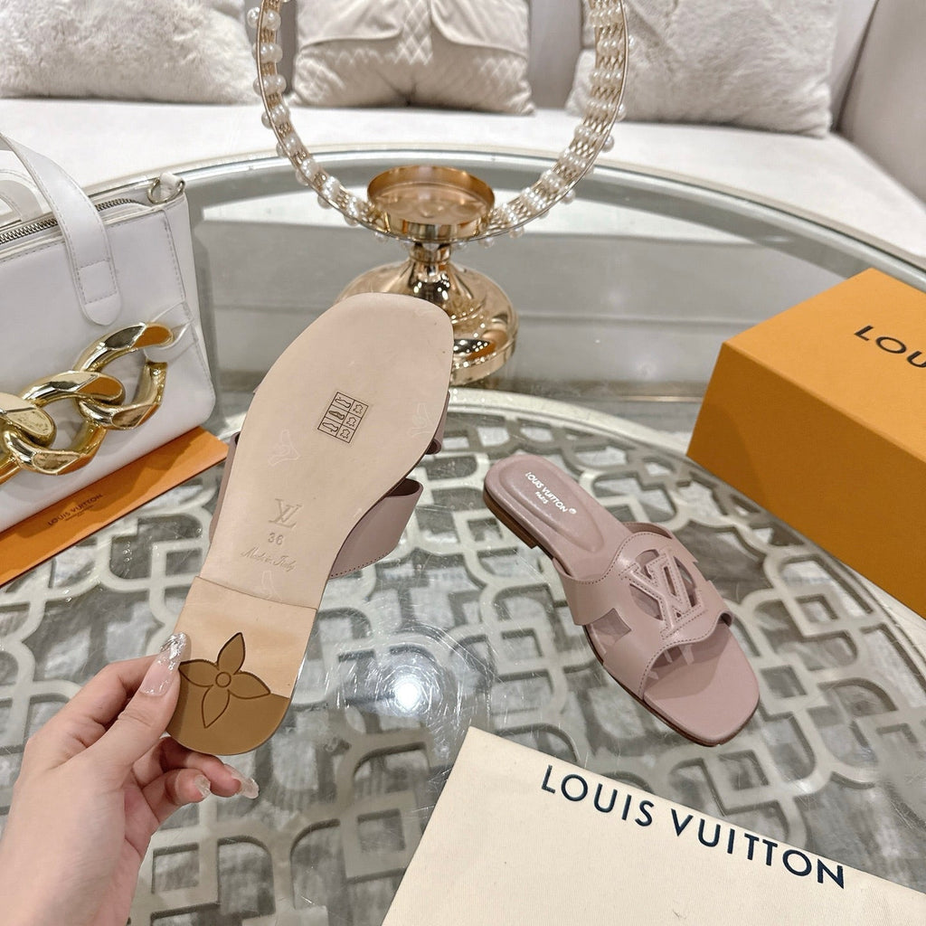 ISOLA FLAT SLIDE IN DUSTY PINK CALFSKIN