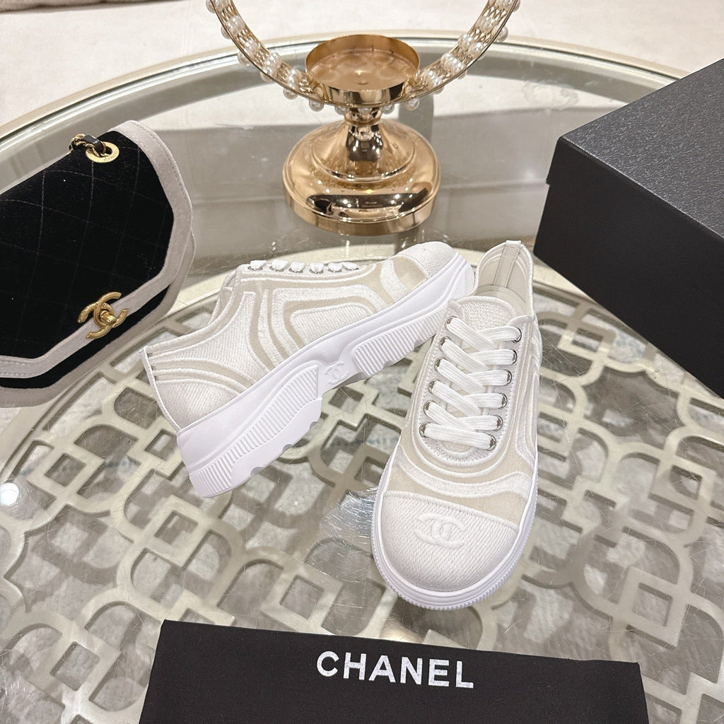 CC 26s Platform Sneakers White Beige Mesh 627061