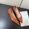 DIOR 26S POINTED-TOE HIGH HEELS 35MM IN RUST BROWN CALFSKIN GOLD HARDWARE