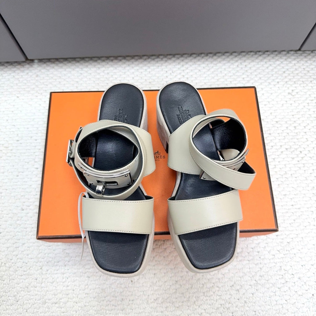 HM 2026 Platform Sandals 70 Black Beige Suede Cowhide 664407