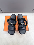 HM 2026 Platform Sandals 70 Black Suede Cowhide 664408