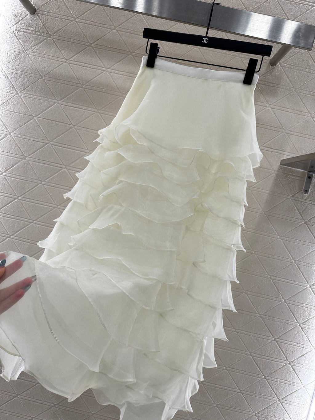 Dior 2025 High-waisted Tulle Skirt White Polyester 321314