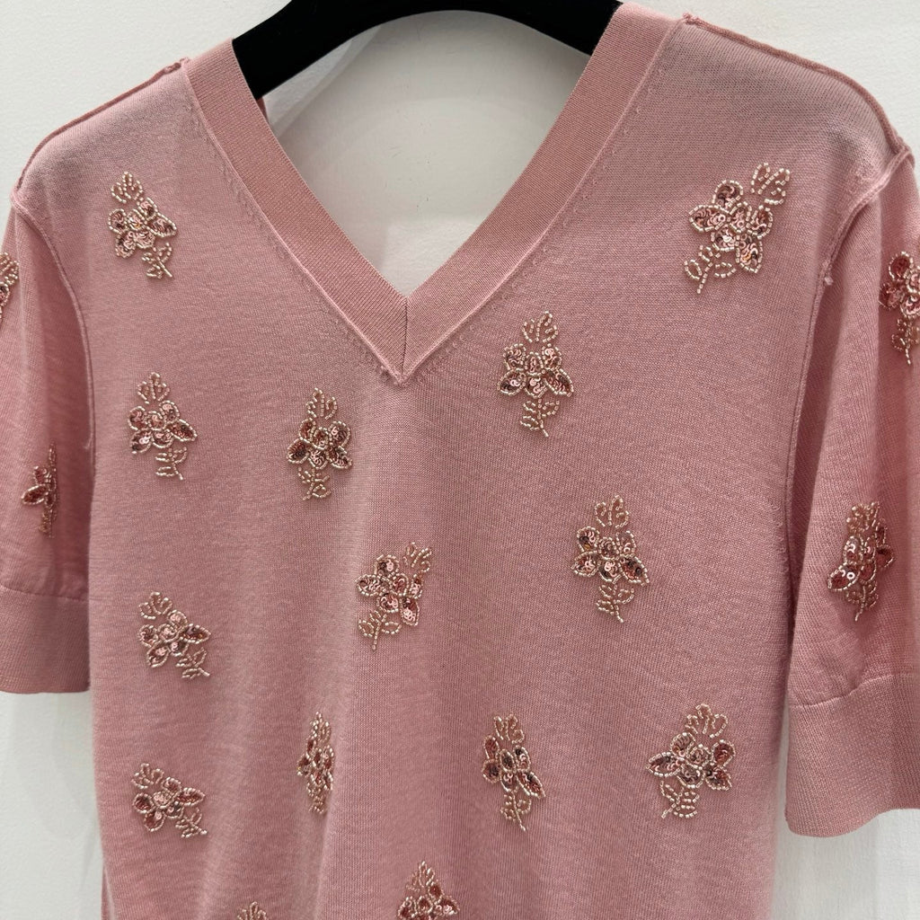 Fendi Wool Cropped sweater with crystal embroidery 229410