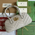 gg marmont medium top handle 35cm cream calfskin gold hardware