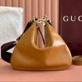 GG 2025 Attache Shoulder Bag 35cm Camel Calfskin Canvas 273672