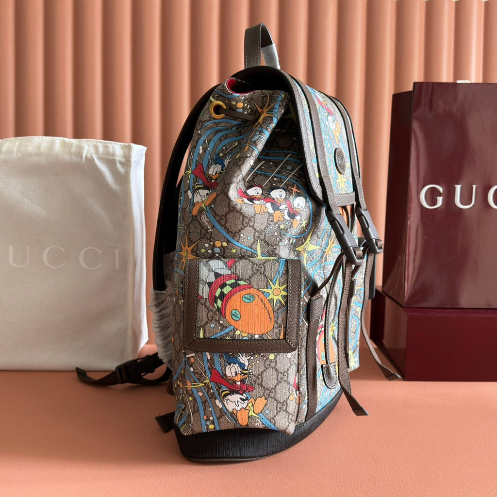 GG 2025 x Disney Donald Duck Backpack Multicolor Cowhide Canvas 273590
