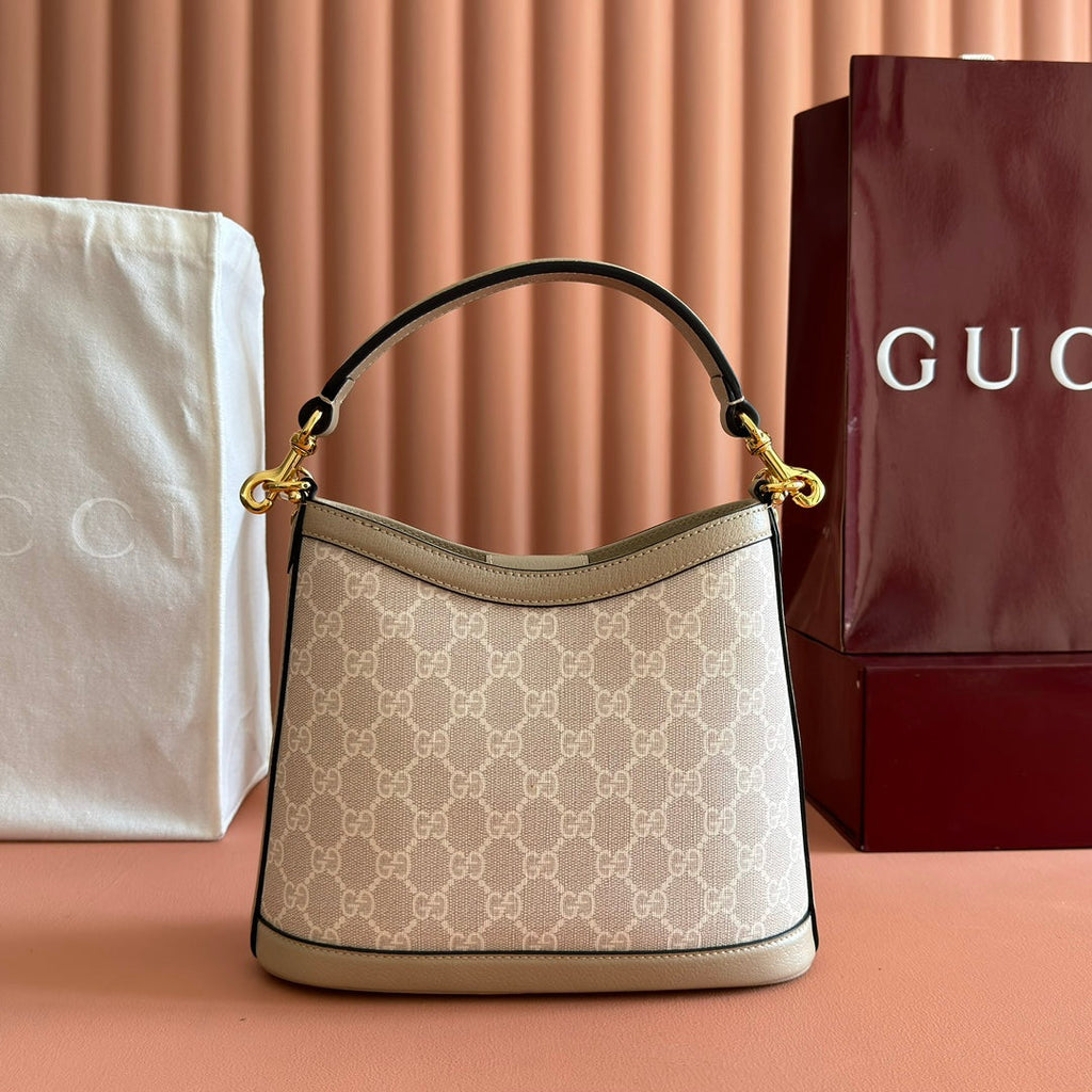 GG 2025 Interlocking G Large 25cm Bag Beige Canvas Leather 273678