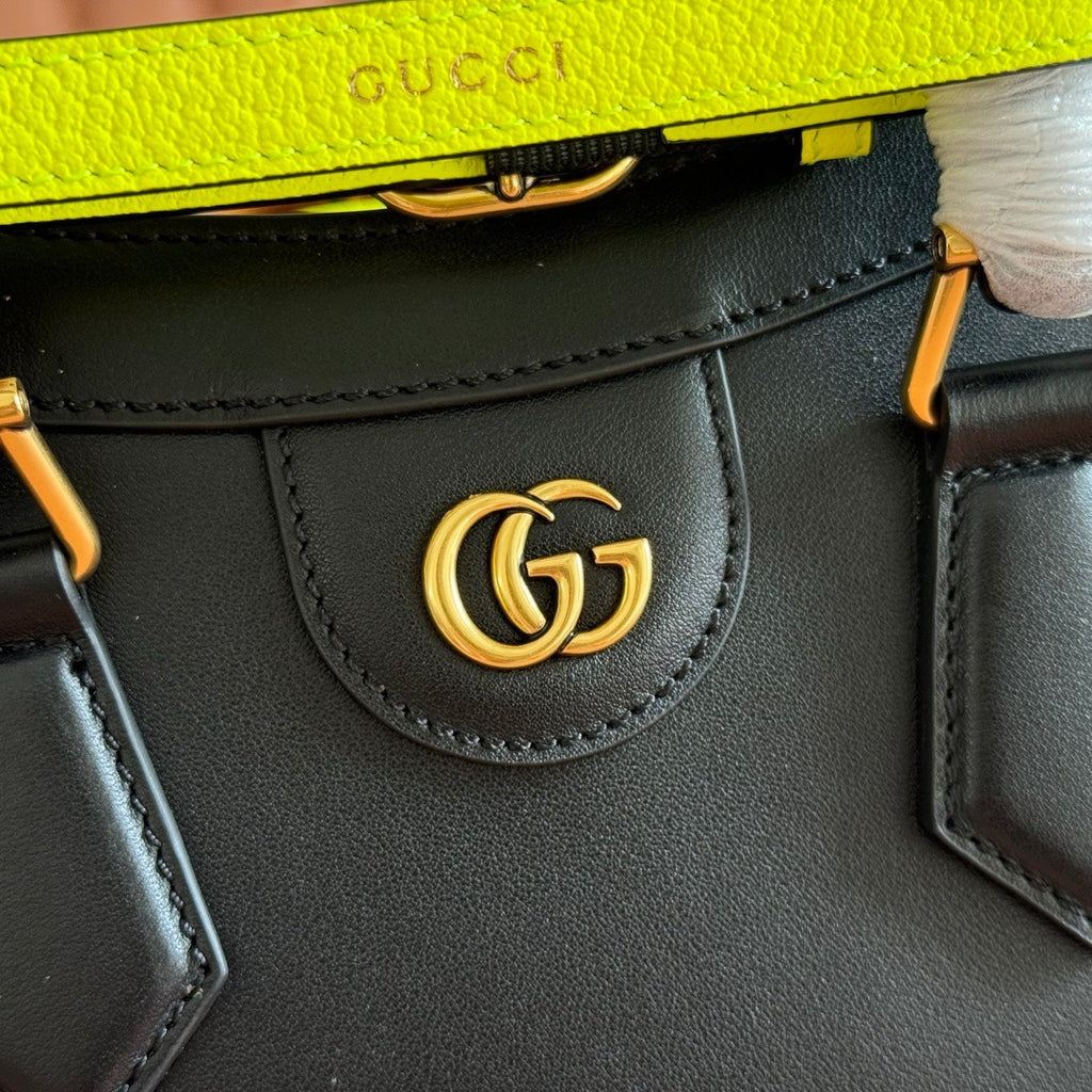 GUCCI 26S DIANA TOTE BAG 27 IN BLACK CALFSKIN