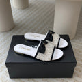 mule sandal white calfskin glitter sequin