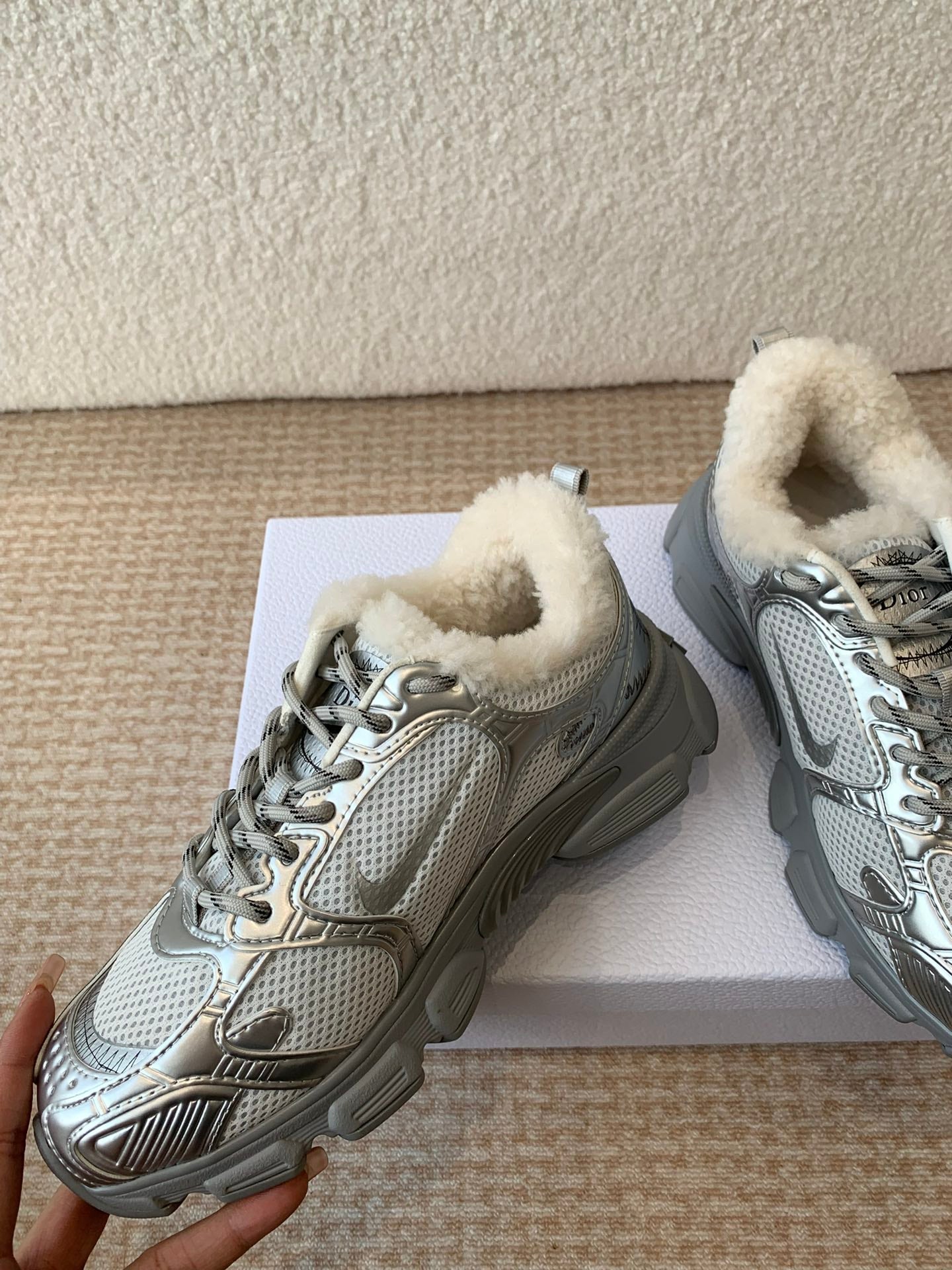 CD Chrono Sneaker In Silver Mix White Mesh Fabric 998712