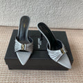 SL Babylone Sandal Heeled 10cm Grey Patent Calfskin