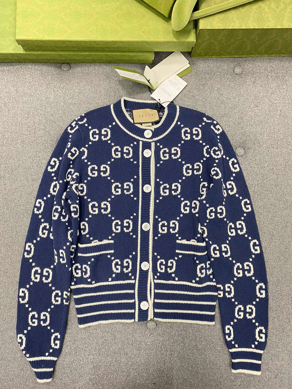GG 25 Cardigan Navy Blue Jacquard 0039