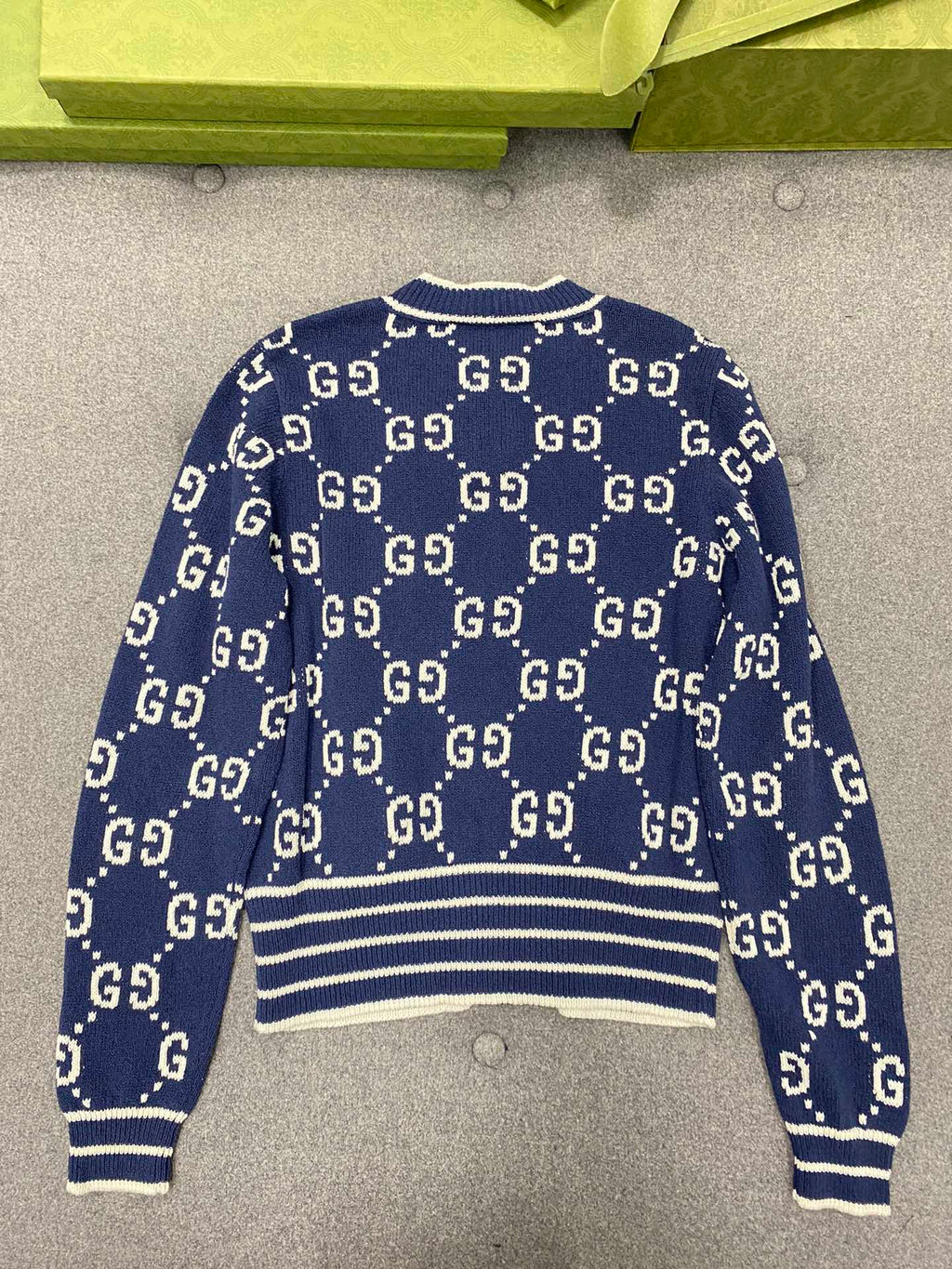 GG 25 Cardigan Navy Blue Jacquard 0039