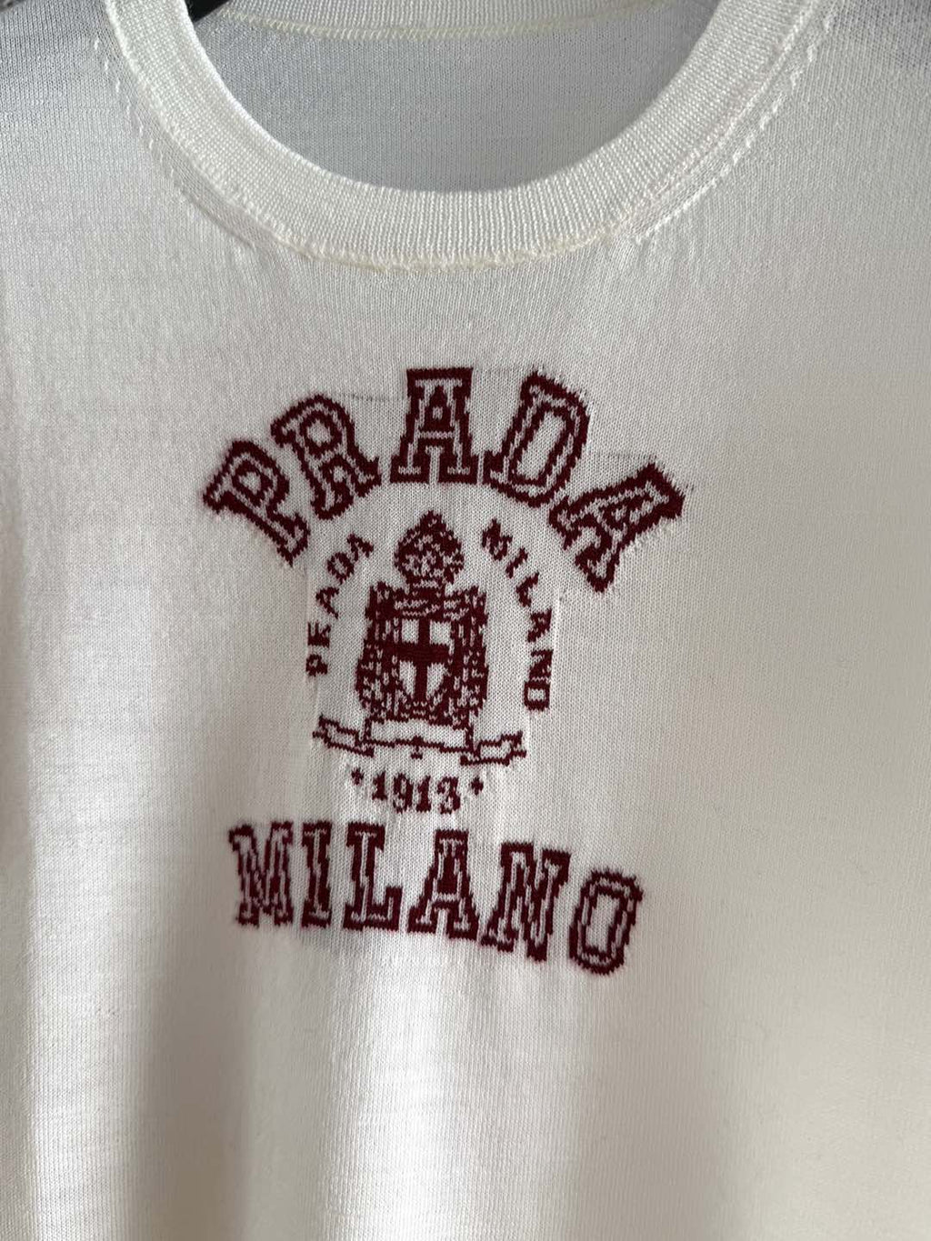 Prada Knitted Top White mix Red Cashmere