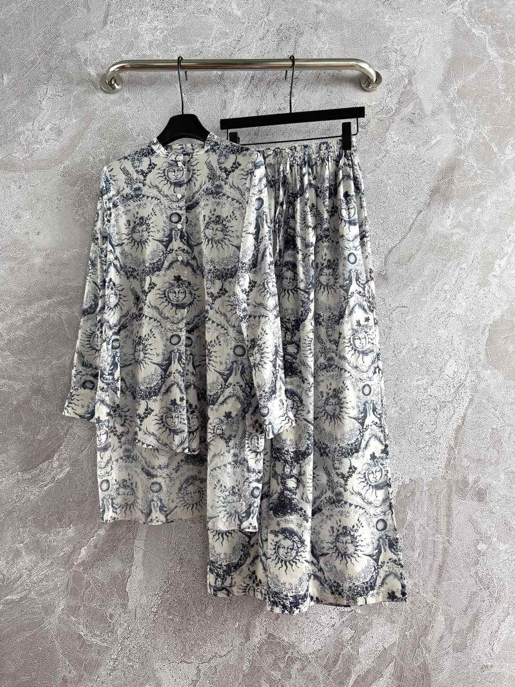 CD Sun God Shirt Beige Blue Cotton