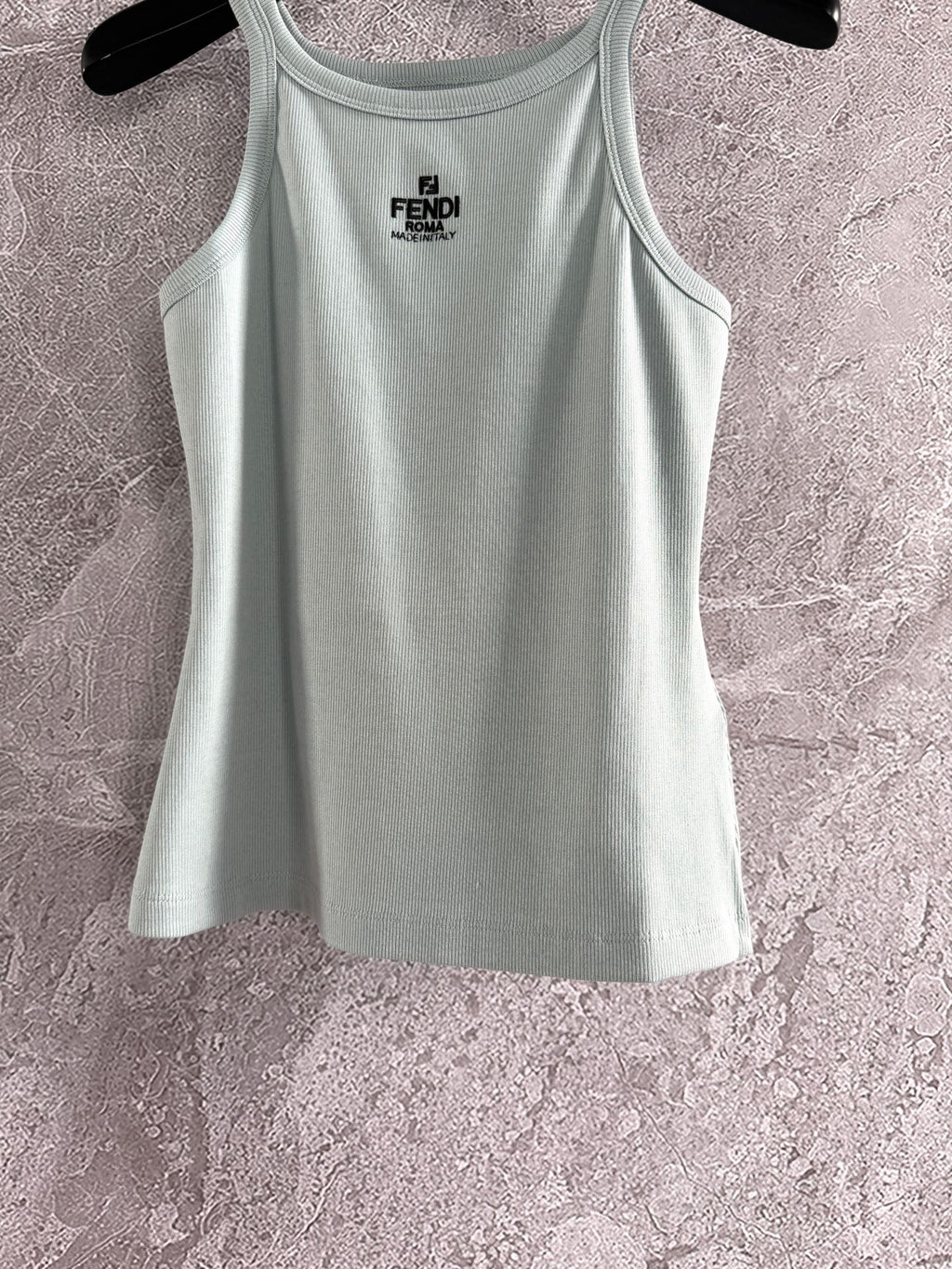 Fendi Embroidered Vest Blue Green Cotton