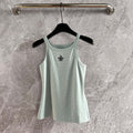 Fendi Embroidered Vest Blue Green Cotton
