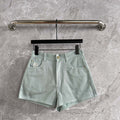 Fendi Hand-made Needle-picking Shorts Blue Green  Cotton