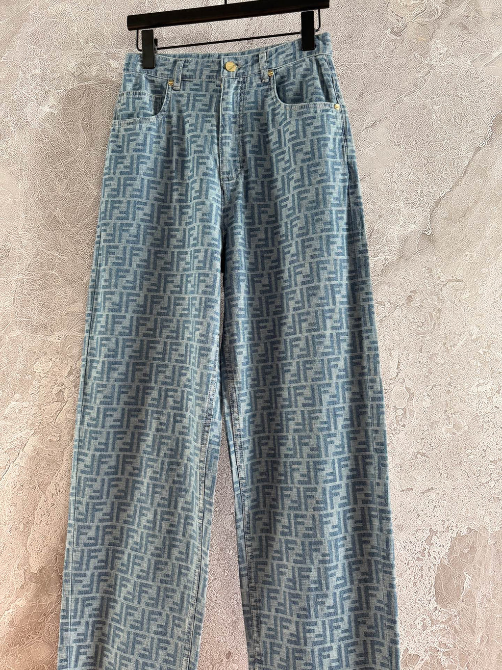 Fendi Old flower jeans Blue Gray Cotton Linen