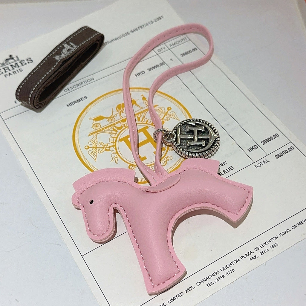 HM Rodeo Horse Bag Charm In Pink Leather