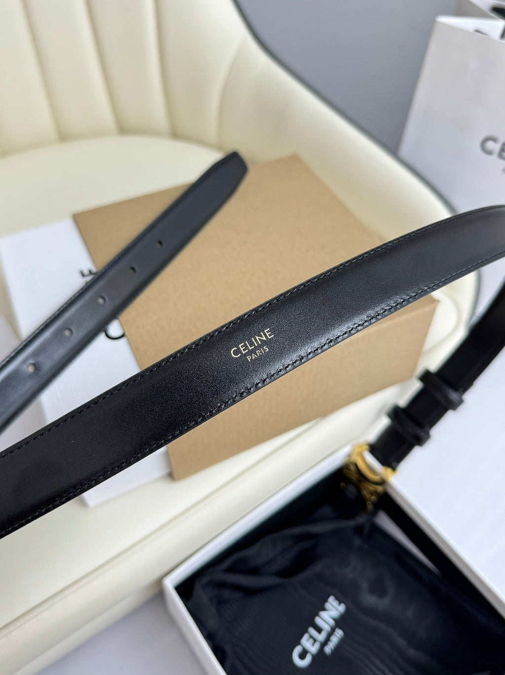 CEL Gold Buckle 18mm Belt Black Cowhide 179731