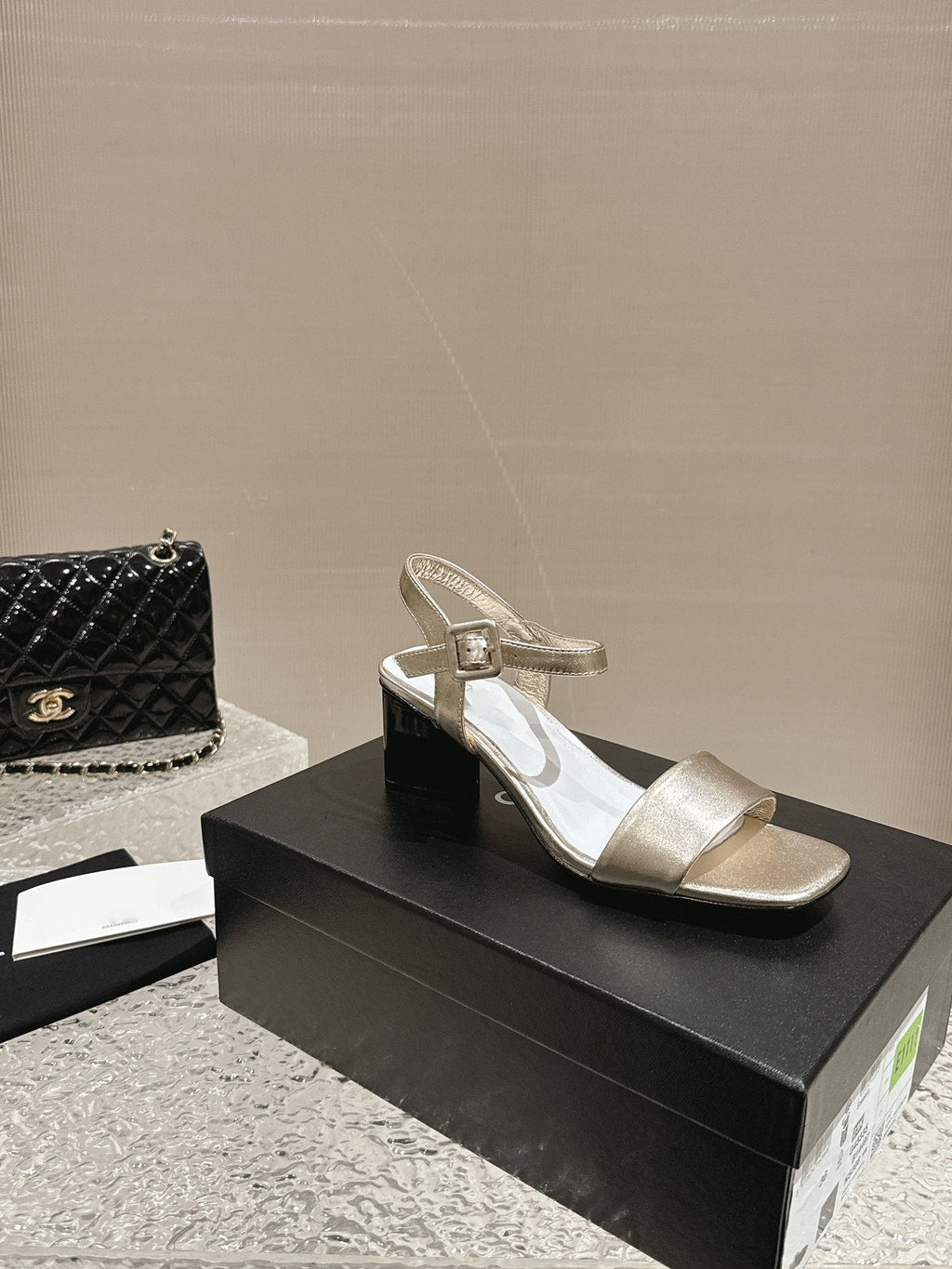 slingbacks sandal 60 white gold metalic lambskin