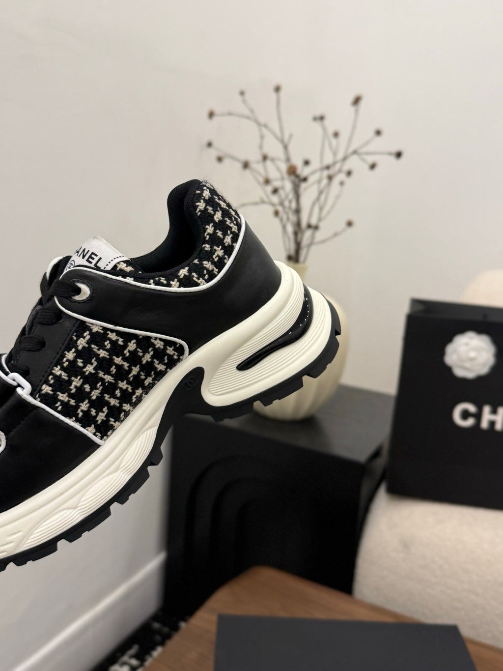 CC 26s Casual Sneaker Black White Tweed Leather 183604