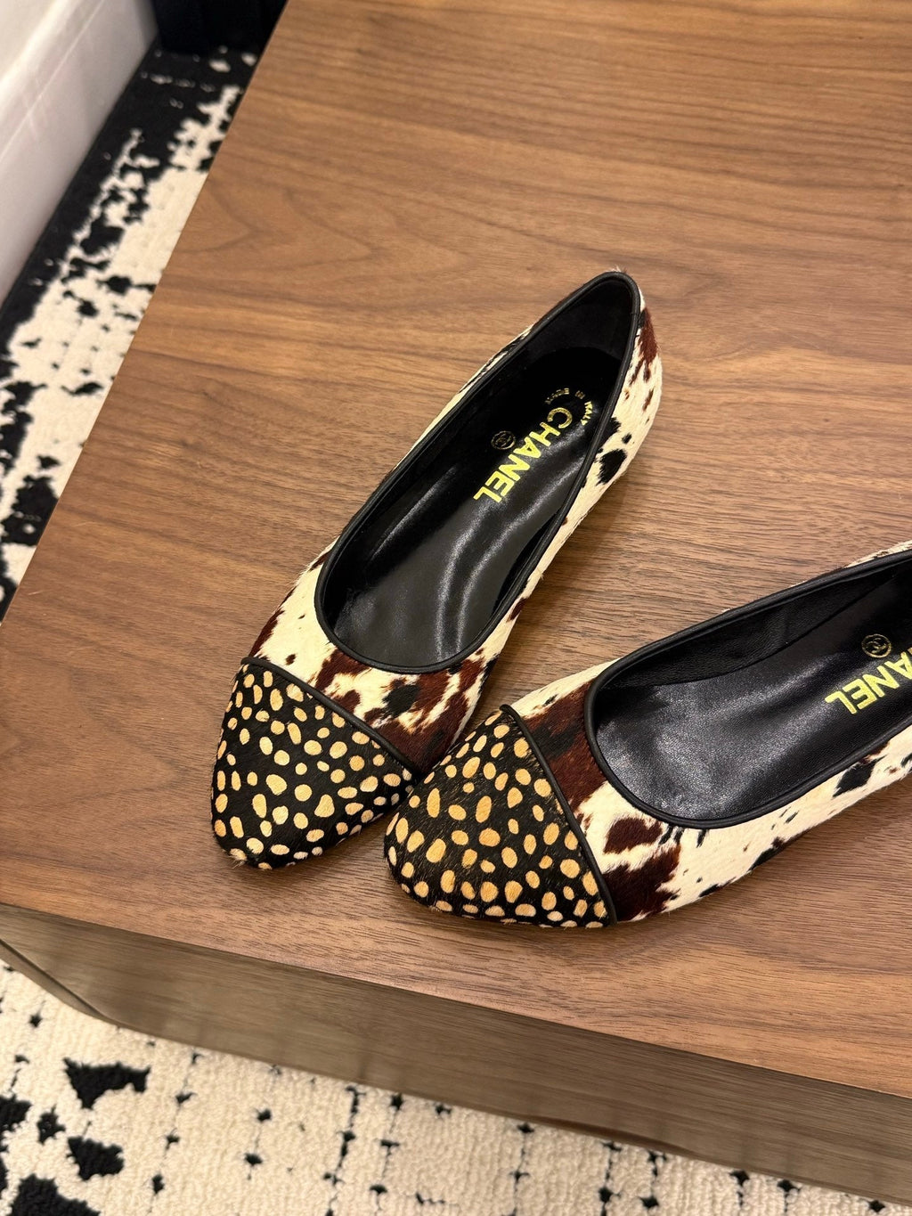 Chanel 2026 Ballet Flat Black White Brown Horsehair Calfskin 686503