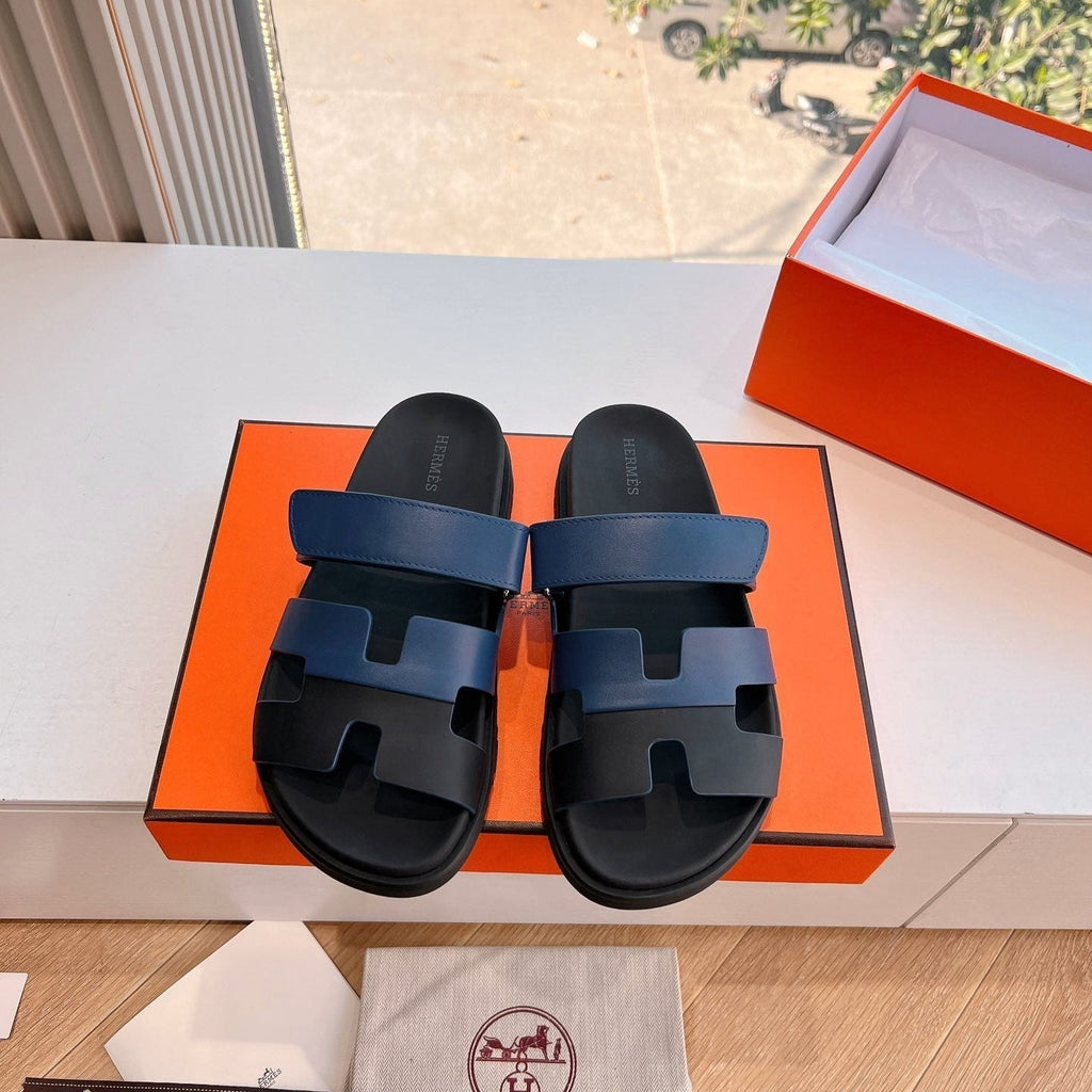 HM Chypre Sandal Navy Blue mix Black Calfskin 202817