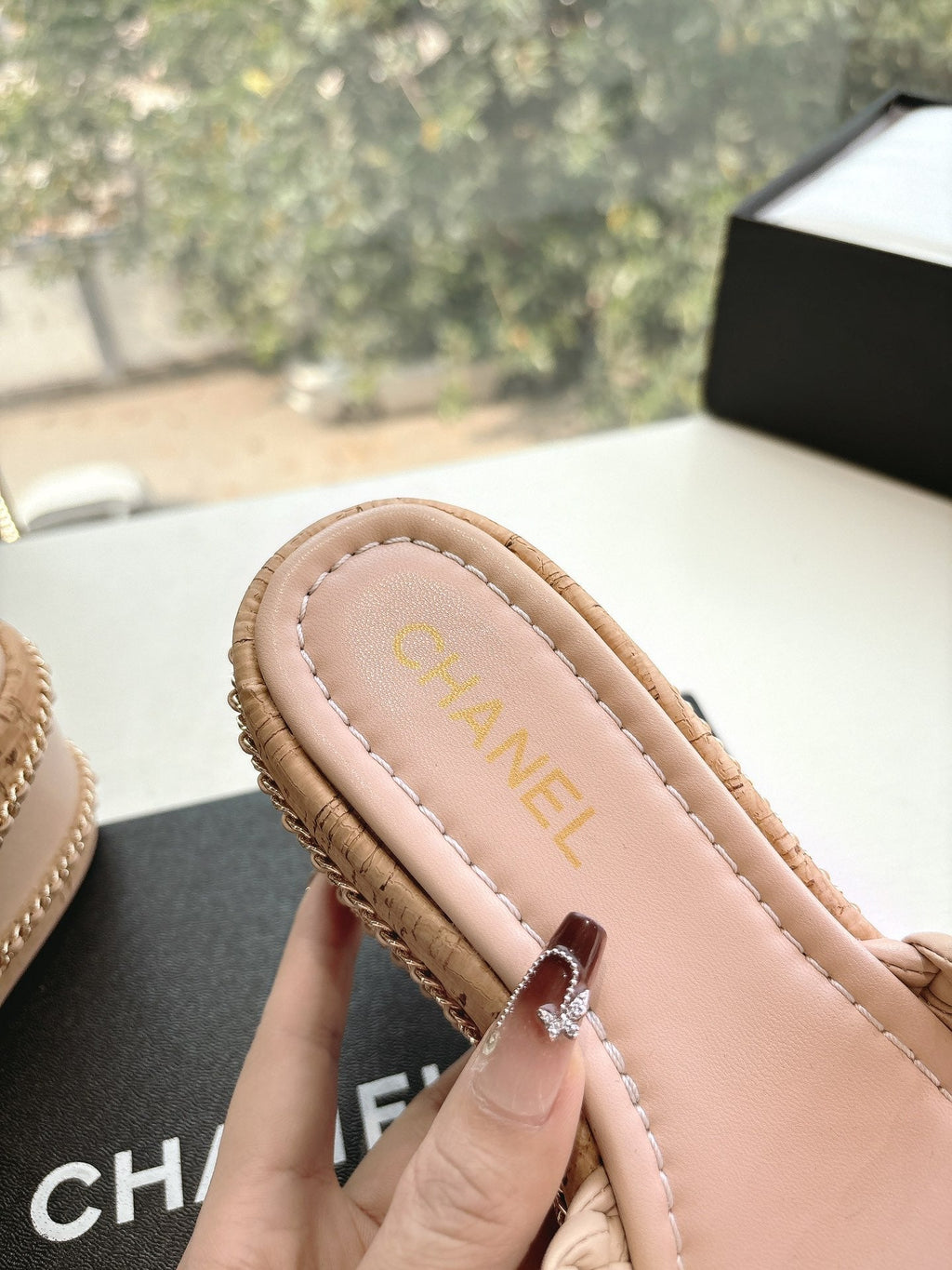 CC Sandals Pink original braided 6cm lambskin 202890