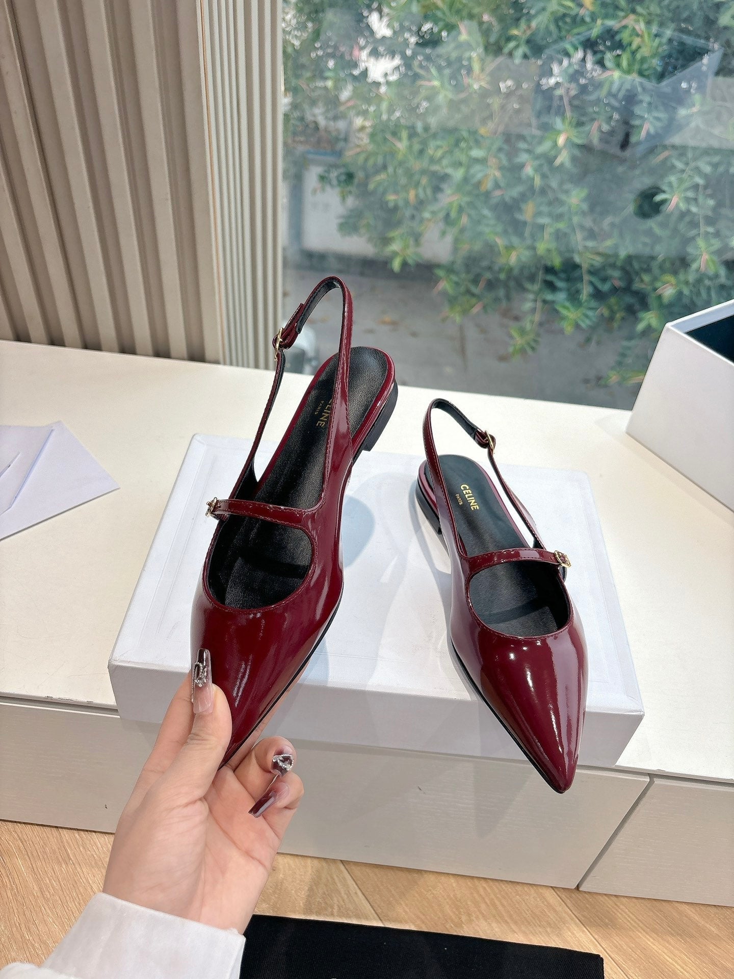 CELINE  Slingback Red Patent Leather 285950